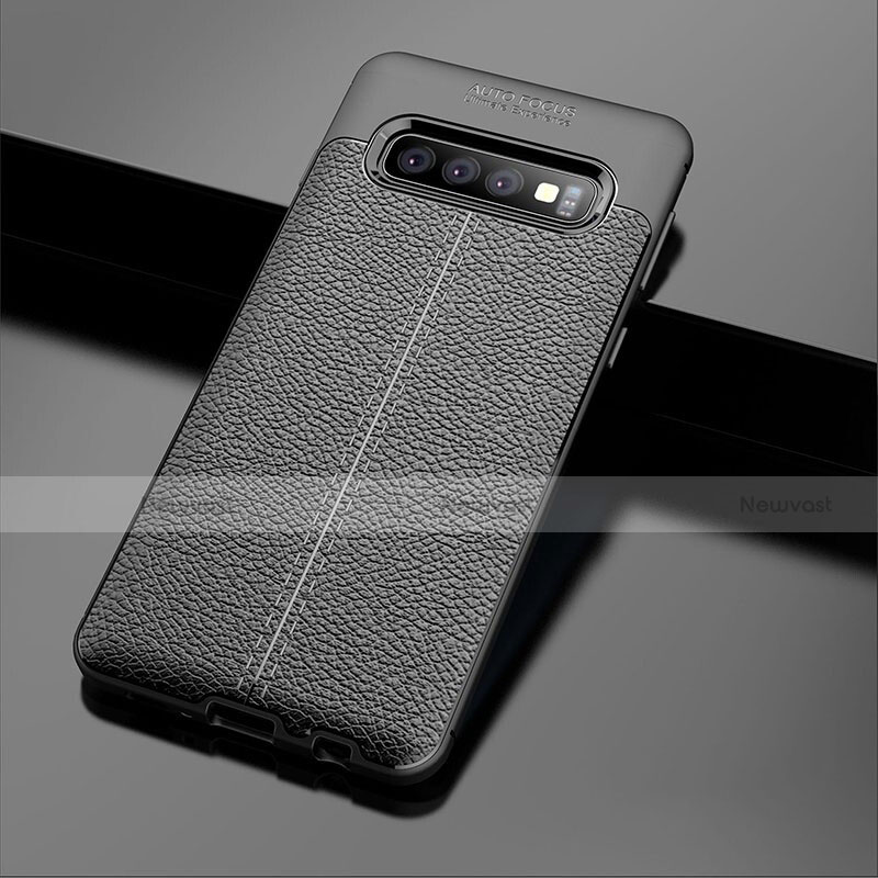 Soft Silicone Gel Leather Snap On Case Cover A02 for Samsung Galaxy S10 5G Black