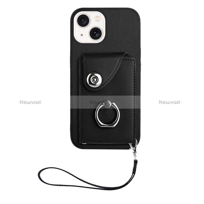 Soft Silicone Gel Leather Snap On Case Cover BF1 for Apple iPhone 14 Black