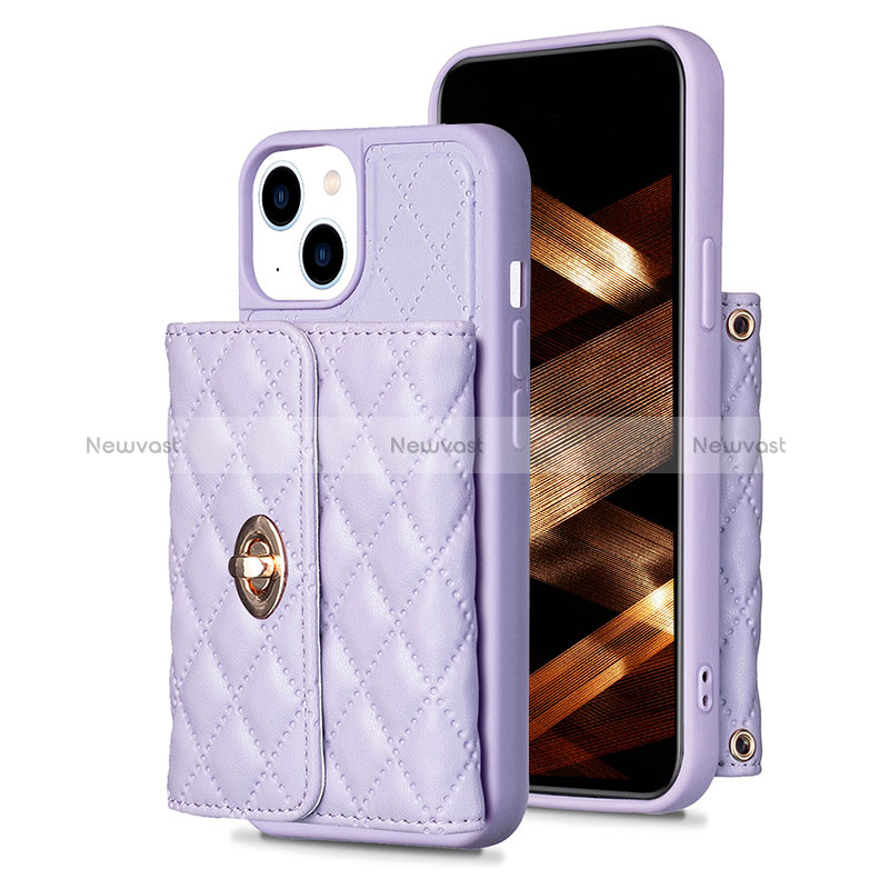 Soft Silicone Gel Leather Snap On Case Cover BF1 for Apple iPhone 14 Plus Clove Purple