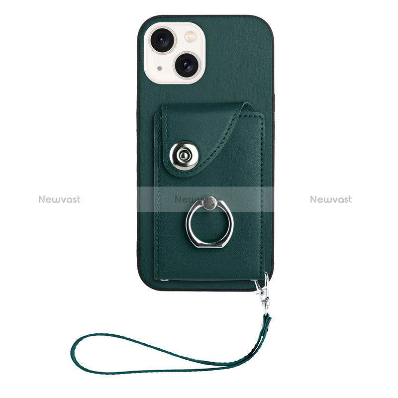 Soft Silicone Gel Leather Snap On Case Cover BF1 for Apple iPhone 14 Plus Midnight Green
