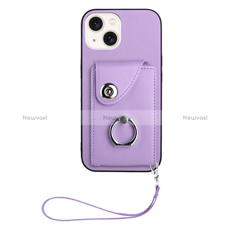 Soft Silicone Gel Leather Snap On Case Cover BF1 for Apple iPhone 14 Plus Purple
