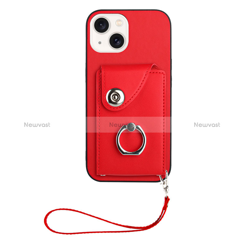 Soft Silicone Gel Leather Snap On Case Cover BF1 for Apple iPhone 14 Plus Red