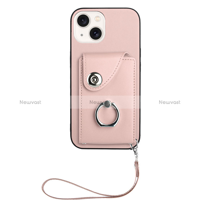 Soft Silicone Gel Leather Snap On Case Cover BF1 for Apple iPhone 14 Rose Gold