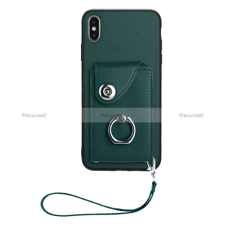 Soft Silicone Gel Leather Snap On Case Cover BF1 for Apple iPhone X Midnight Green