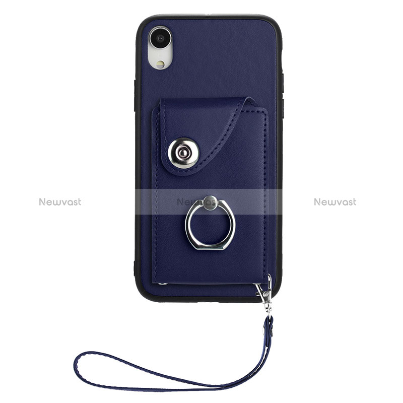 Soft Silicone Gel Leather Snap On Case Cover BF1 for Apple iPhone XR Blue