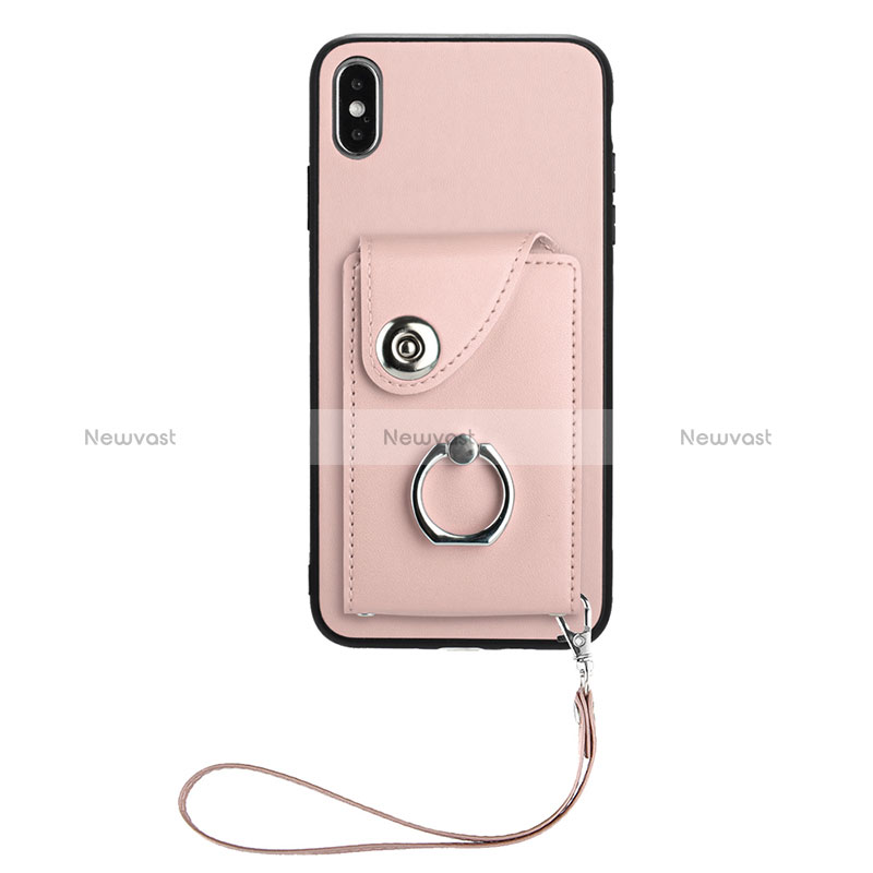 Soft Silicone Gel Leather Snap On Case Cover BF1 for Apple iPhone Xs Max Rose Gold