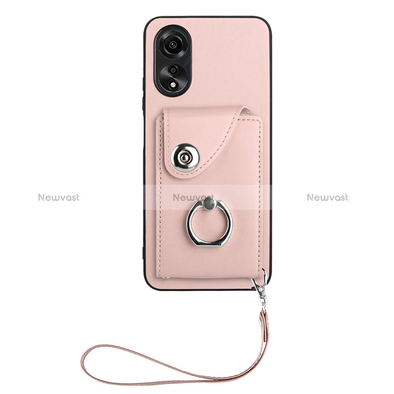 Soft Silicone Gel Leather Snap On Case Cover BF1 for Oppo A17 Rose Gold