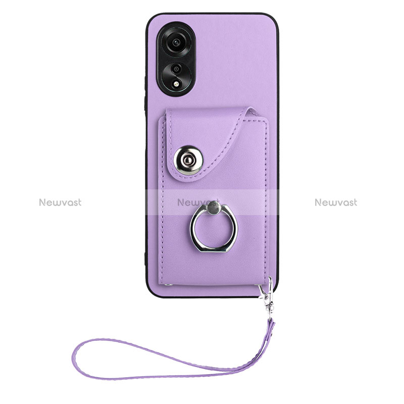 Soft Silicone Gel Leather Snap On Case Cover BF1 for Oppo A78 5G Purple