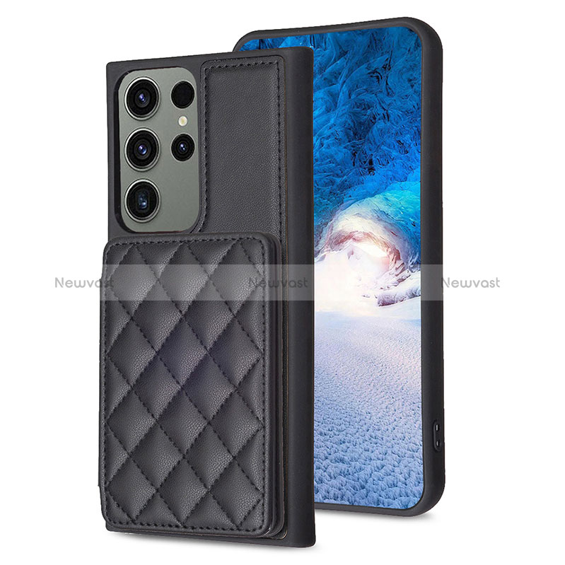 Soft Silicone Gel Leather Snap On Case Cover BF1 for Samsung Galaxy S21 FE 5G Black