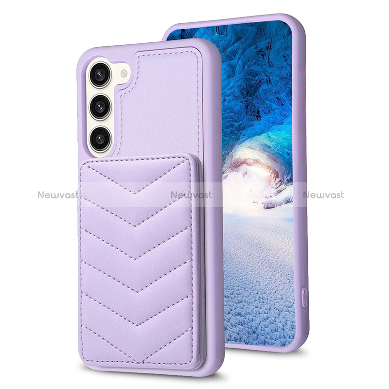 Soft Silicone Gel Leather Snap On Case Cover BF1 for Samsung Galaxy S22 5G Clove Purple