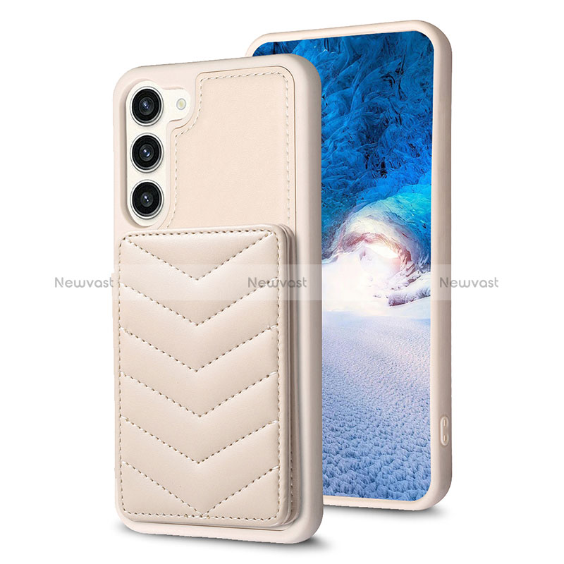 Soft Silicone Gel Leather Snap On Case Cover BF1 for Samsung Galaxy S22 Plus 5G Khaki