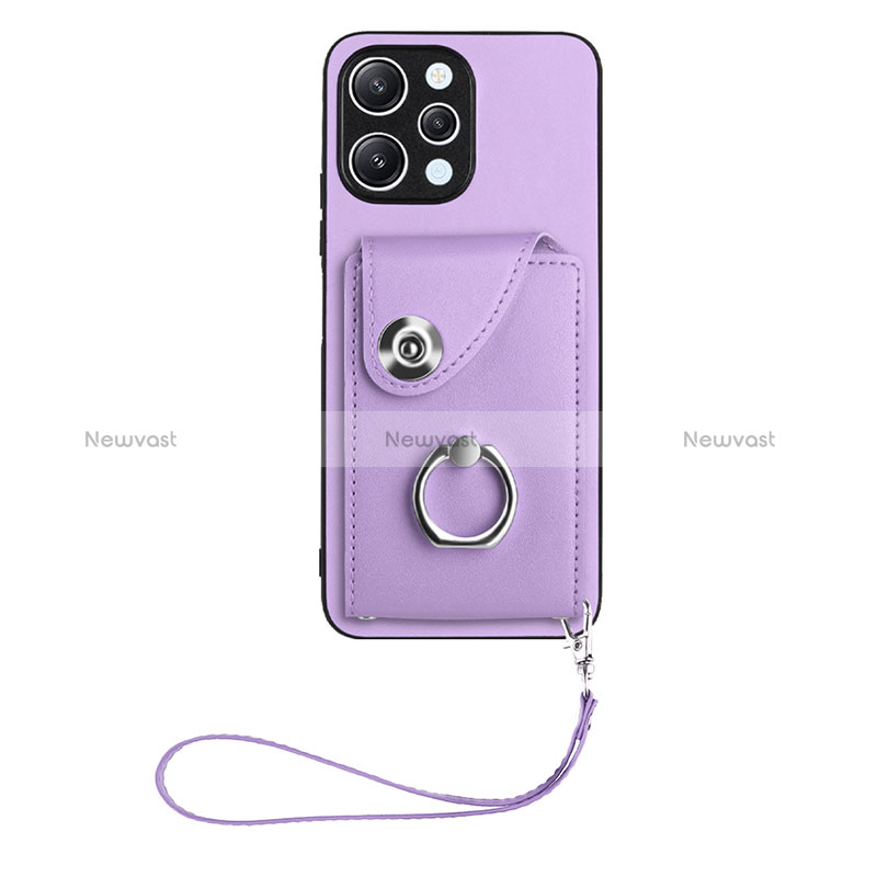 Soft Silicone Gel Leather Snap On Case Cover BF1 for Xiaomi Redmi 12 4G Purple