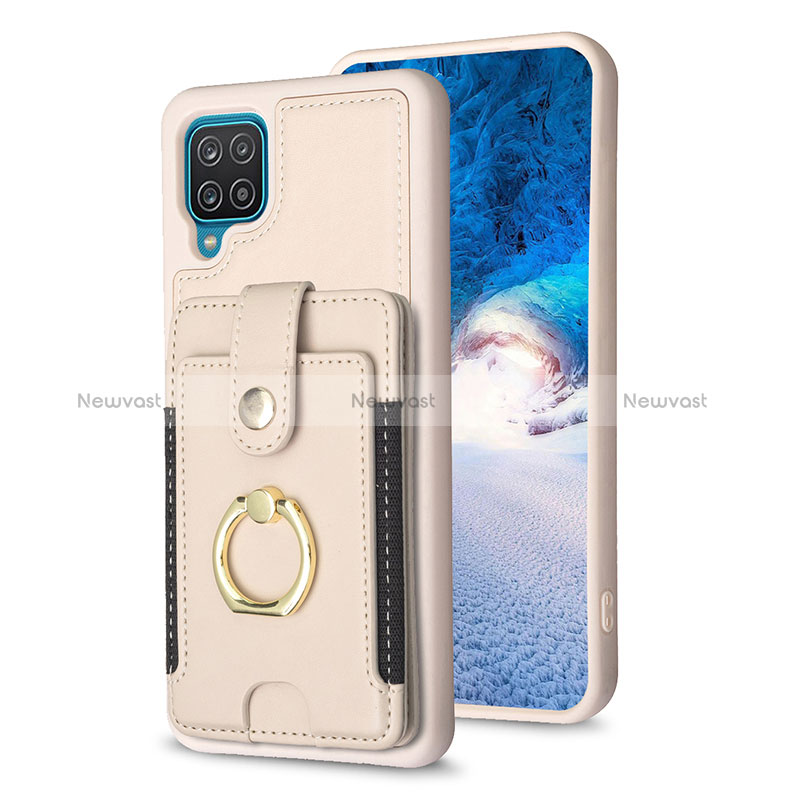 Soft Silicone Gel Leather Snap On Case Cover BF2 for Samsung Galaxy A12 Khaki