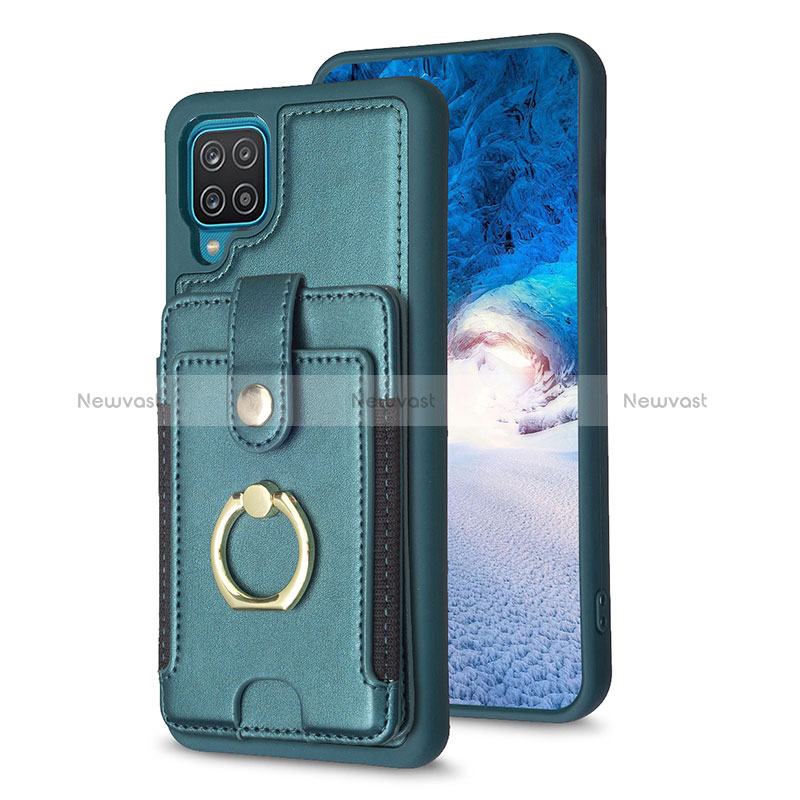 Soft Silicone Gel Leather Snap On Case Cover BF2 for Samsung Galaxy M12 Green