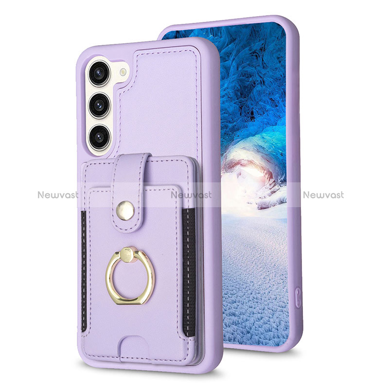 Soft Silicone Gel Leather Snap On Case Cover BF2 for Samsung Galaxy S22 5G Clove Purple