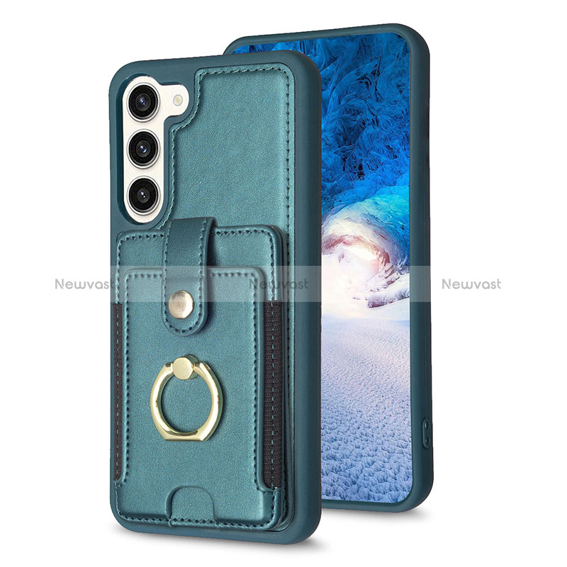 Soft Silicone Gel Leather Snap On Case Cover BF2 for Samsung Galaxy S23 Plus 5G Green
