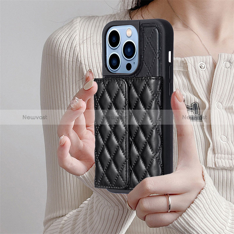 Soft Silicone Gel Leather Snap On Case Cover BF3 for Apple iPhone 13 Pro Max