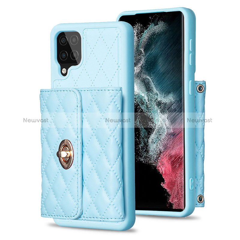 Soft Silicone Gel Leather Snap On Case Cover BF3 for Samsung Galaxy M12 Sky Blue