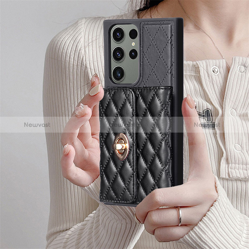 Soft Silicone Gel Leather Snap On Case Cover BF3 for Samsung Galaxy S22 Ultra 5G
