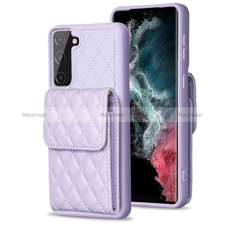 Soft Silicone Gel Leather Snap On Case Cover BF4 for Samsung Galaxy S21 FE 5G Clove Purple