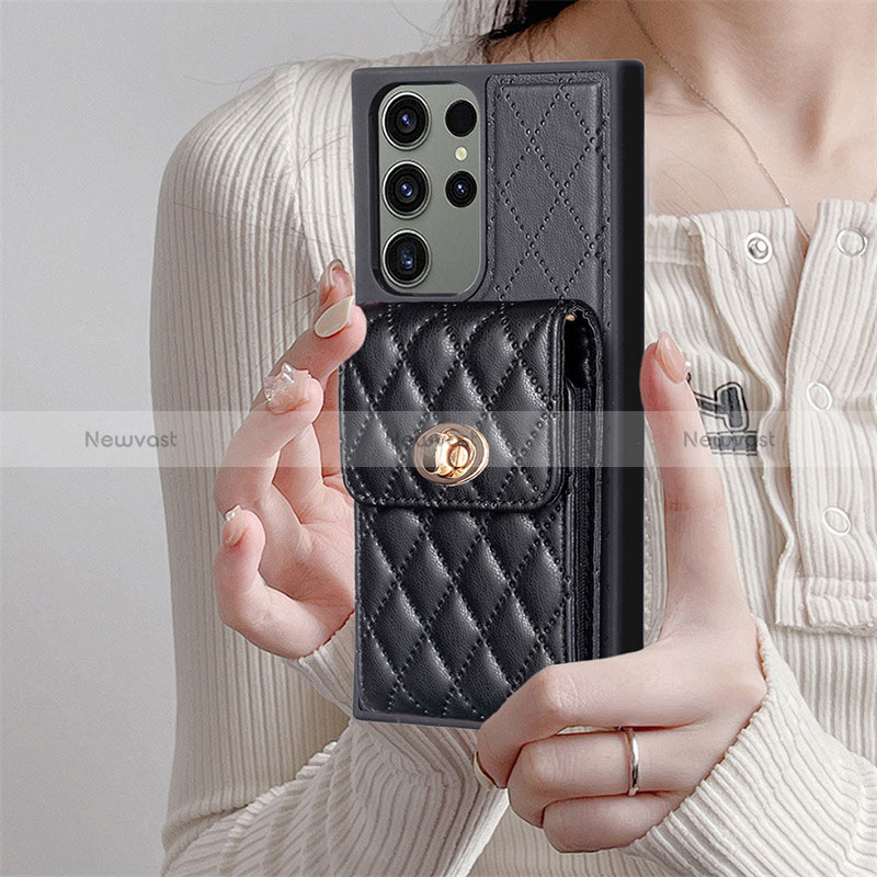 Soft Silicone Gel Leather Snap On Case Cover BF4 for Samsung Galaxy S22 Ultra 5G