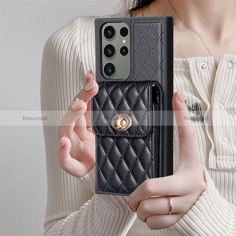 Soft Silicone Gel Leather Snap On Case Cover BF4 for Samsung Galaxy S23 Ultra 5G