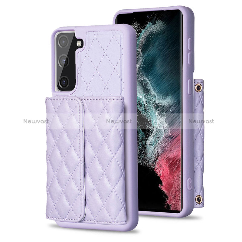 Soft Silicone Gel Leather Snap On Case Cover BF5 for Samsung Galaxy S21 FE 5G Clove Purple