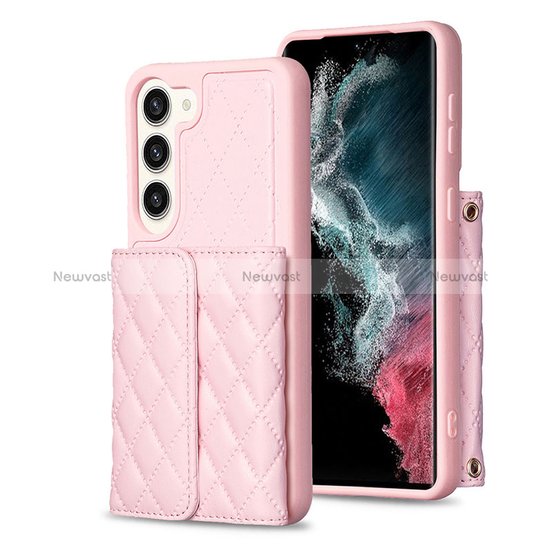 Soft Silicone Gel Leather Snap On Case Cover BF6 for Samsung Galaxy S22 Plus 5G Rose Gold