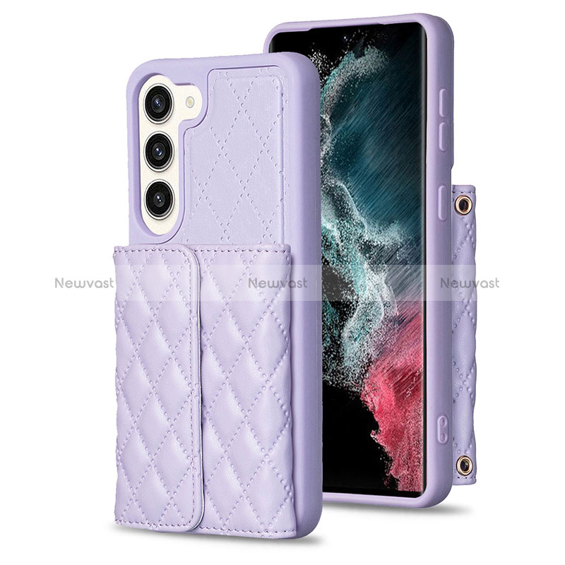 Soft Silicone Gel Leather Snap On Case Cover BF6 for Samsung Galaxy S23 5G Clove Purple
