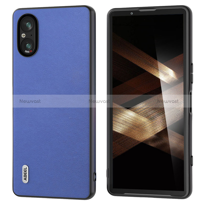Soft Silicone Gel Leather Snap On Case Cover BH4 for Sony Xperia 5 V Navy Blue