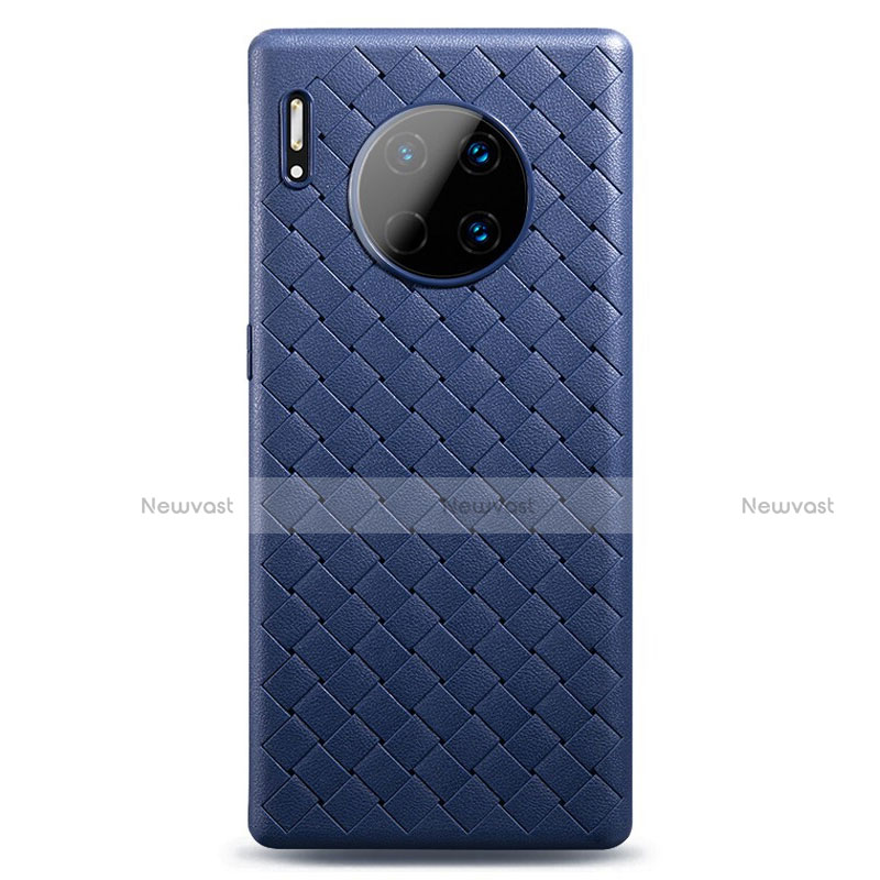 Soft Silicone Gel Leather Snap On Case Cover D01 for Huawei Mate 30 Blue