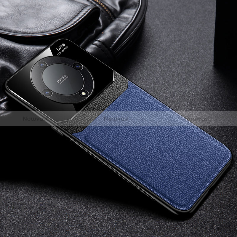 Soft Silicone Gel Leather Snap On Case Cover FL1 for Huawei Honor Magic5 Lite 5G Blue