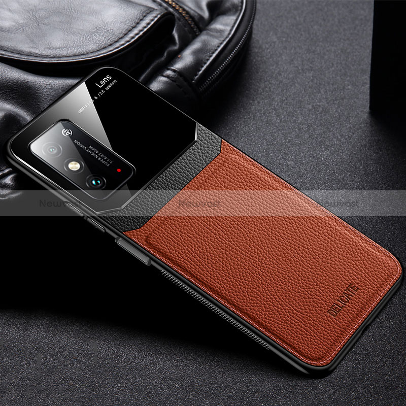 Soft Silicone Gel Leather Snap On Case Cover FL1 for Huawei Honor X10 Max 5G Brown