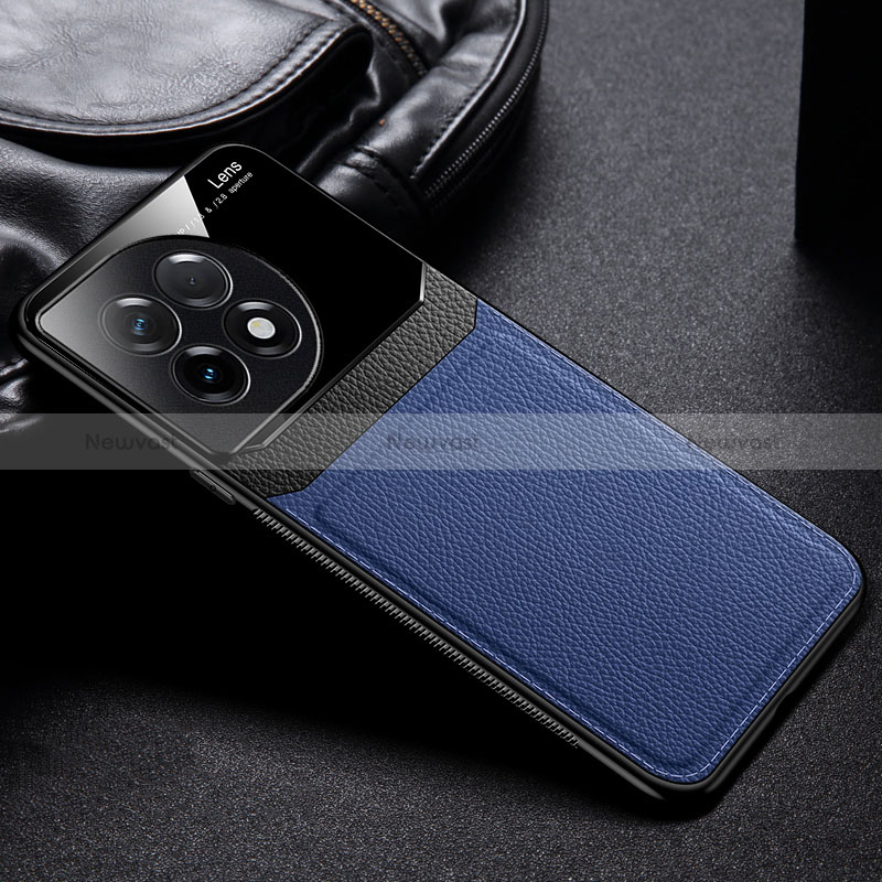 Soft Silicone Gel Leather Snap On Case Cover FL1 for OnePlus Ace 2 5G Blue