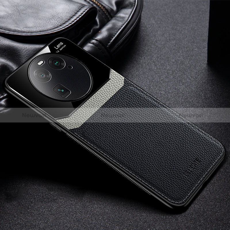 Soft Silicone Gel Leather Snap On Case Cover FL1 for Oppo Find X6 5G Black