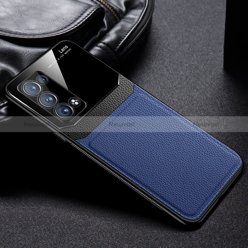 Soft Silicone Gel Leather Snap On Case Cover FL1 for Oppo Reno6 Pro 5G Blue