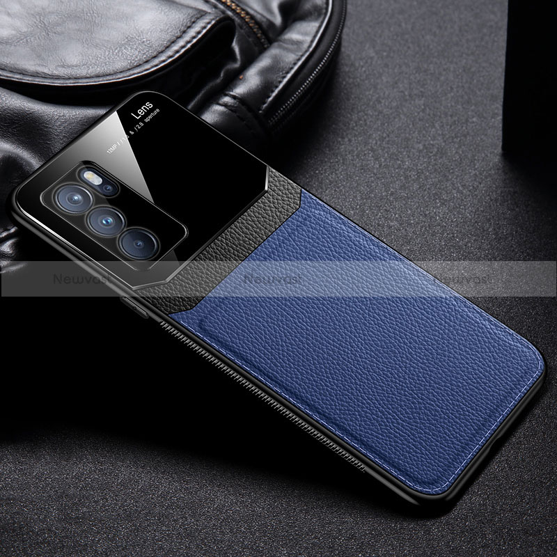 Soft Silicone Gel Leather Snap On Case Cover FL1 for Oppo Reno6 Pro 5G India Blue