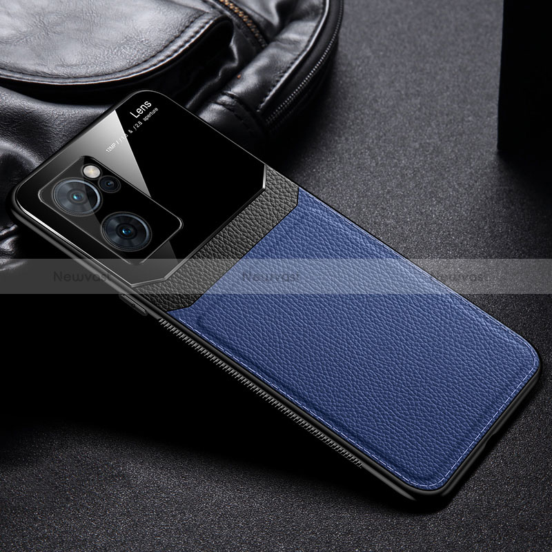 Soft Silicone Gel Leather Snap On Case Cover FL1 for Oppo Reno7 5G Blue