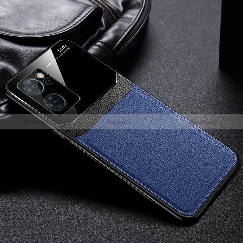 Soft Silicone Gel Leather Snap On Case Cover FL1 for Oppo Reno7 SE 5G Blue