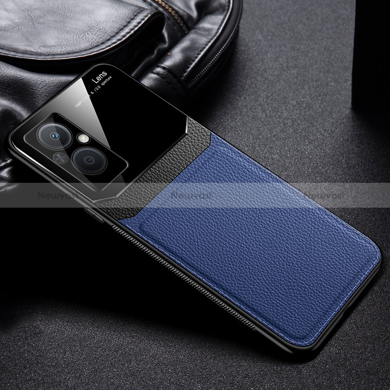 Soft Silicone Gel Leather Snap On Case Cover FL1 for Oppo Reno7 Z 5G Blue