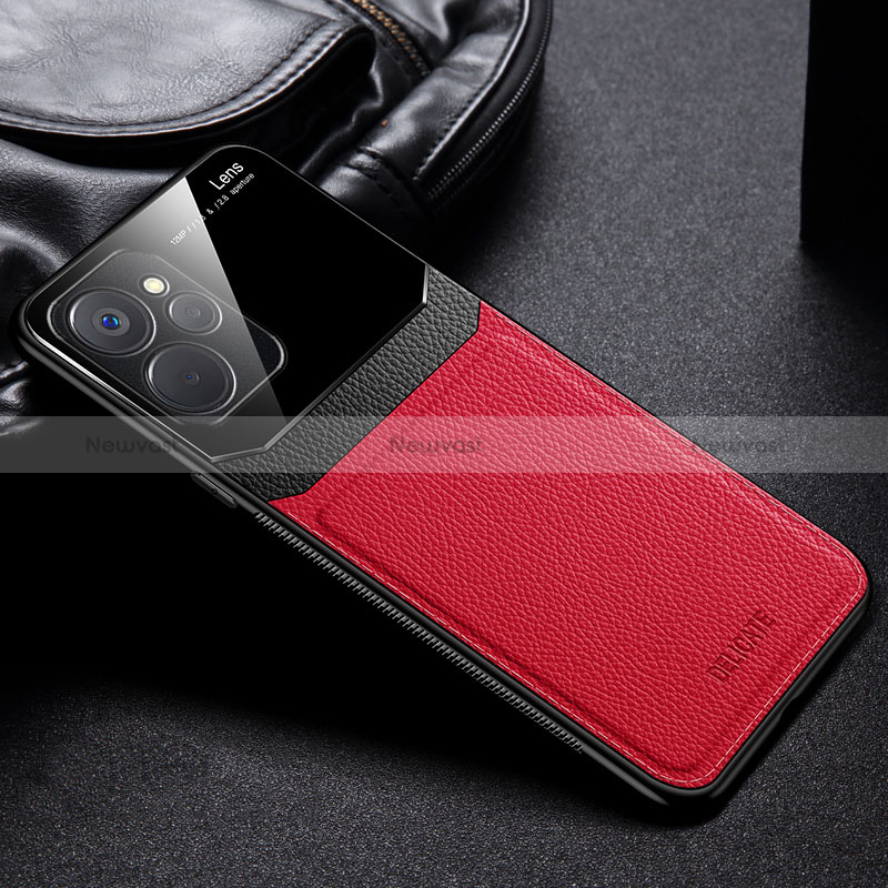 Soft Silicone Gel Leather Snap On Case Cover FL1 for Realme 10 5G Red