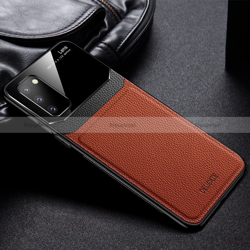 Soft Silicone Gel Leather Snap On Case Cover FL1 for Samsung Galaxy S20 FE 5G Brown