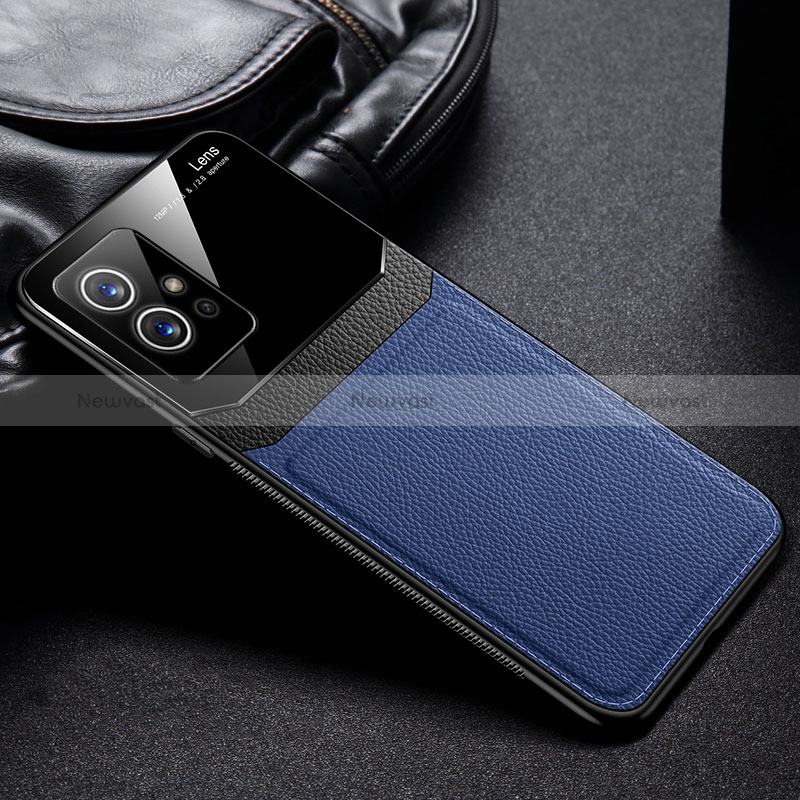 Soft Silicone Gel Leather Snap On Case Cover FL1 for Vivo iQOO Z6 5G Blue