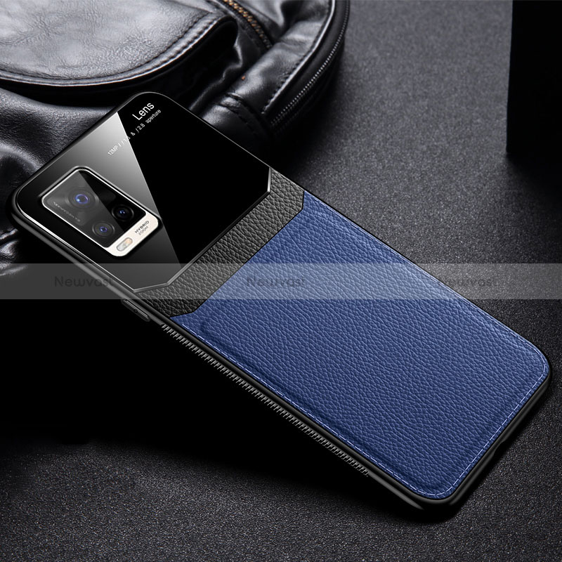 Soft Silicone Gel Leather Snap On Case Cover FL1 for Vivo V20 Blue