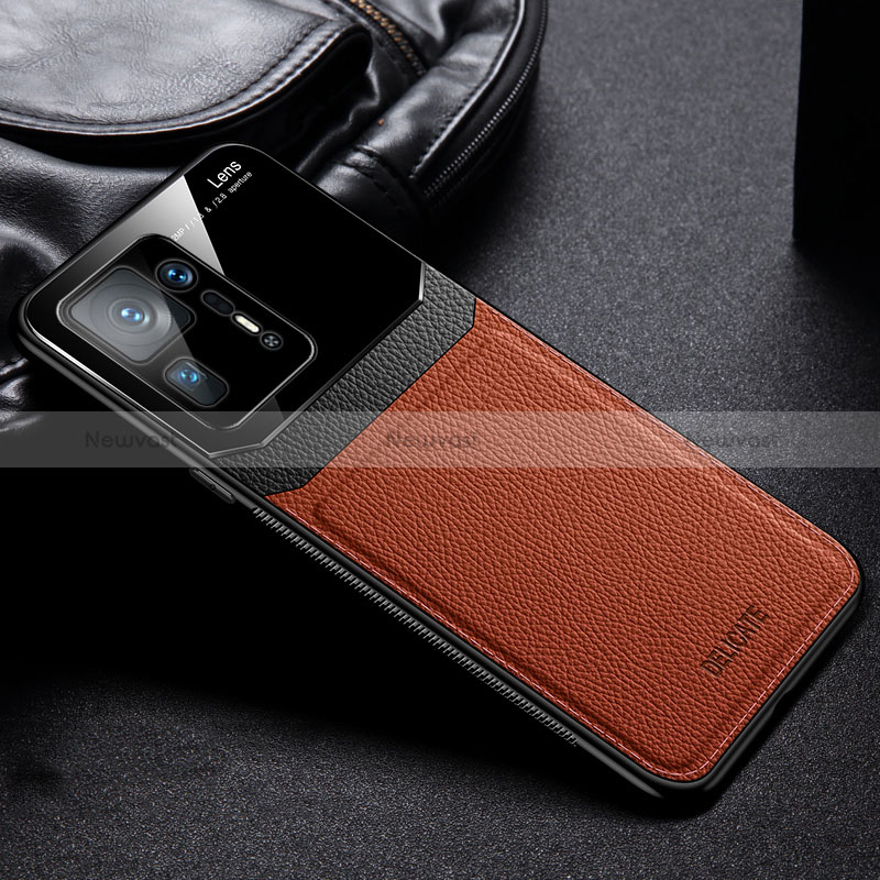 Soft Silicone Gel Leather Snap On Case Cover FL1 for Xiaomi Mi Mix 4 5G Brown