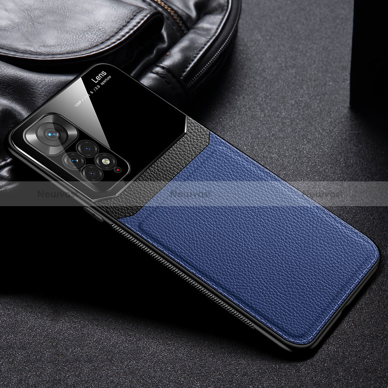 Soft Silicone Gel Leather Snap On Case Cover FL1 for Xiaomi Redmi Note 11 Pro 4G Blue