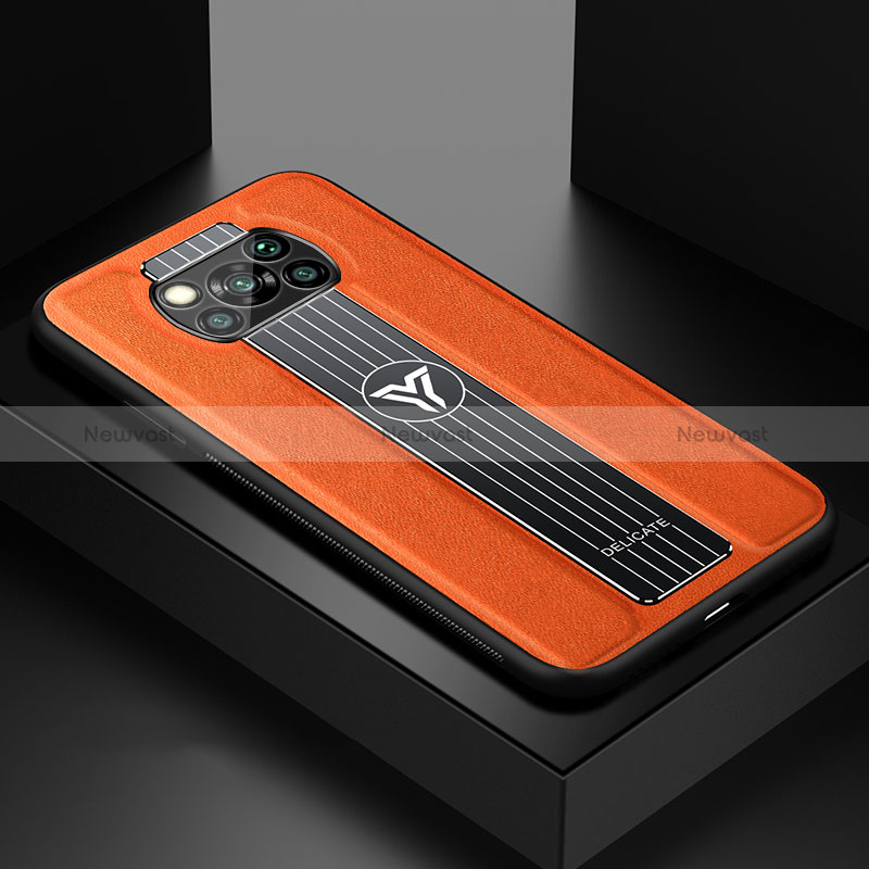 Soft Silicone Gel Leather Snap On Case Cover FL2 for Xiaomi Poco X3 NFC Orange