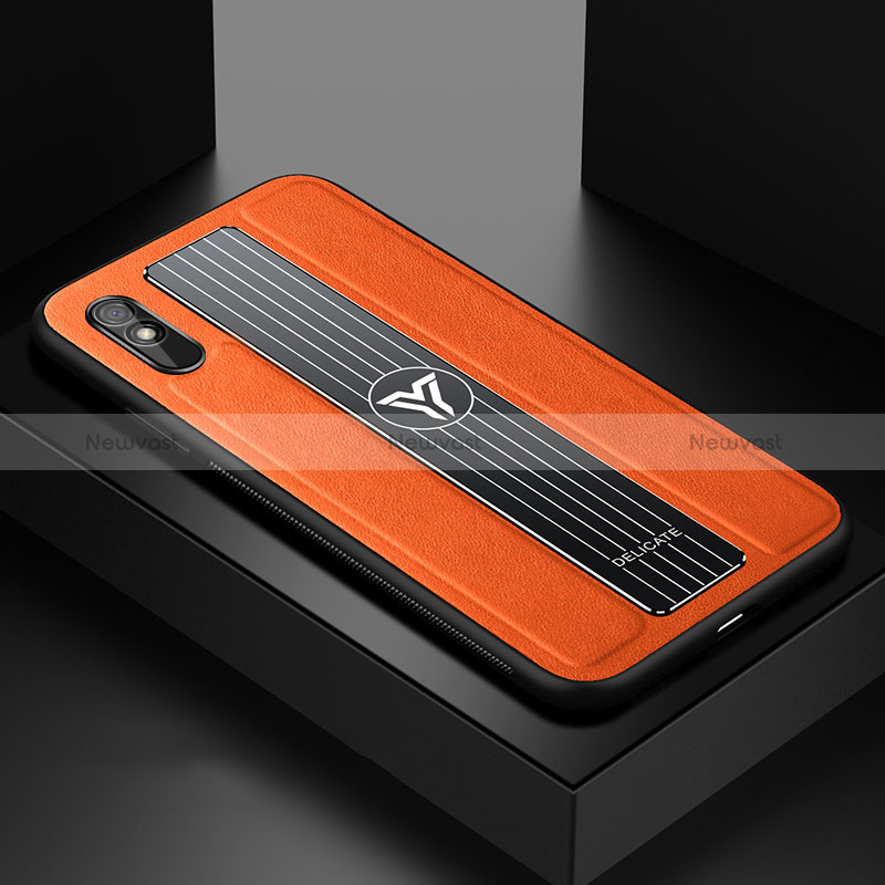 Soft Silicone Gel Leather Snap On Case Cover FL2 for Xiaomi Redmi 9AT Orange