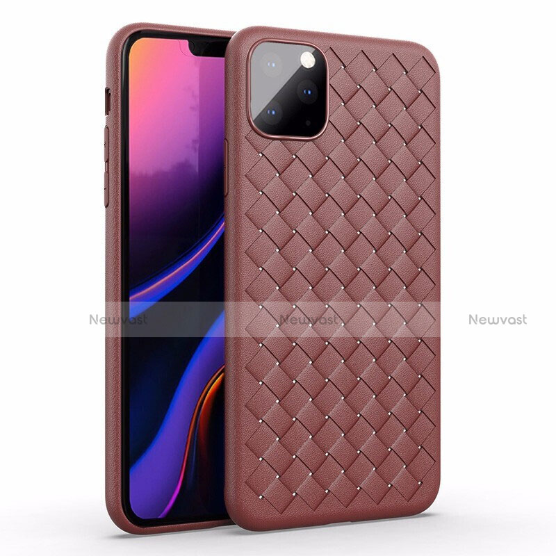 Soft Silicone Gel Leather Snap On Case Cover for Apple iPhone 11 Pro Max Brown