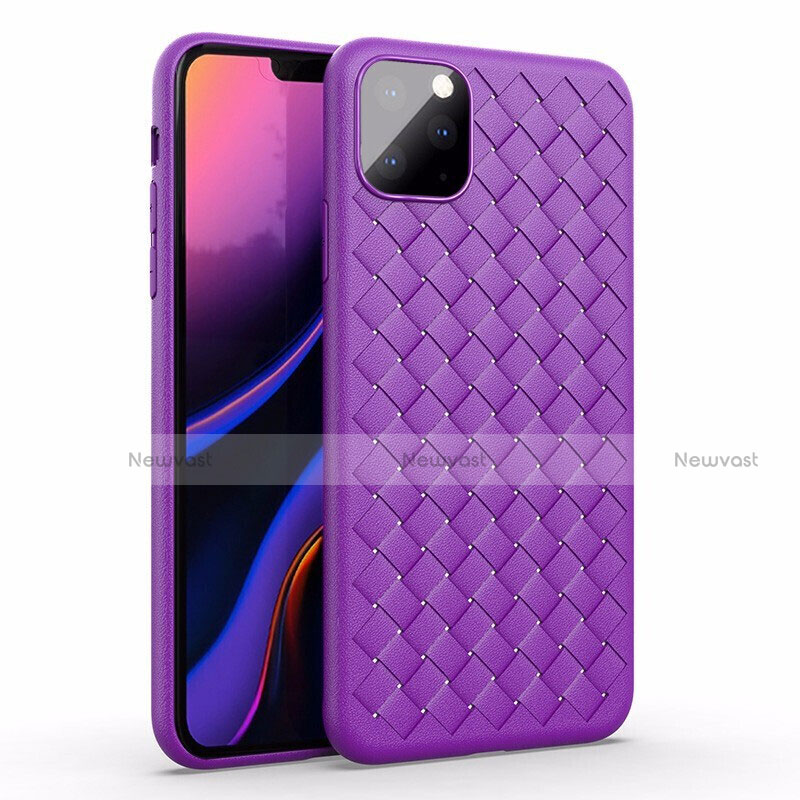 Soft Silicone Gel Leather Snap On Case Cover for Apple iPhone 11 Pro Max Purple